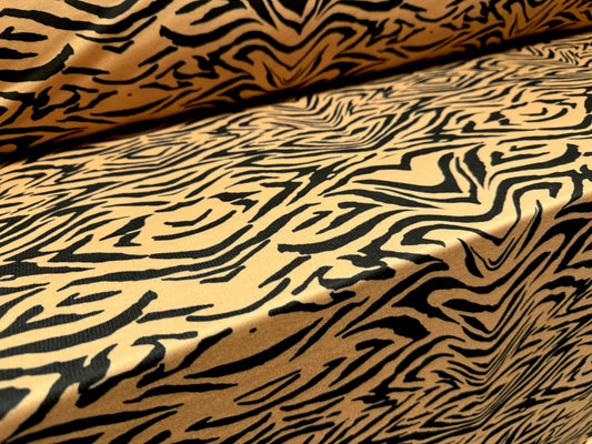 French Terry loopback sweatshirt jersey fabric, per metre - tiger print - tan