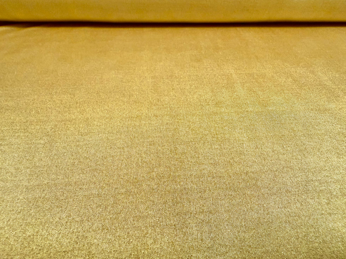 Metallic lamé stretch slinky jersey fabric, per metre - plain - gold