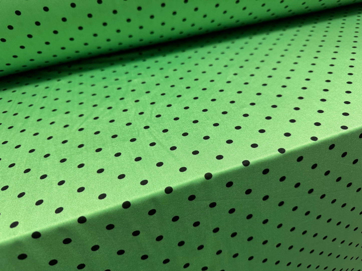 Swimwear stretch spandex jersey fabric, per metre - polka dot print - green