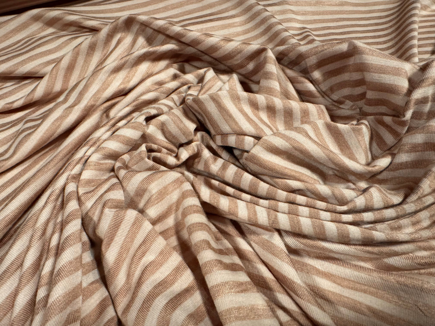 Viscose spandex stretch single jersey fabric, per metre - stripe - nude