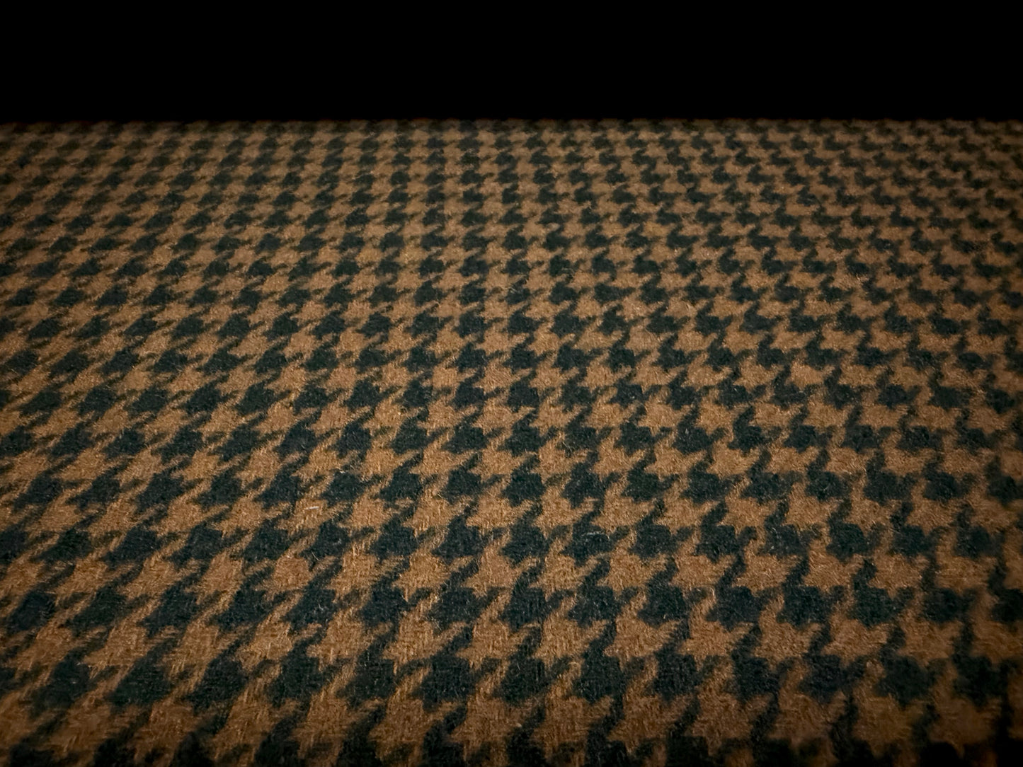 Heavyweight wool flannel fabric, per metre - dogtooth - brown & black