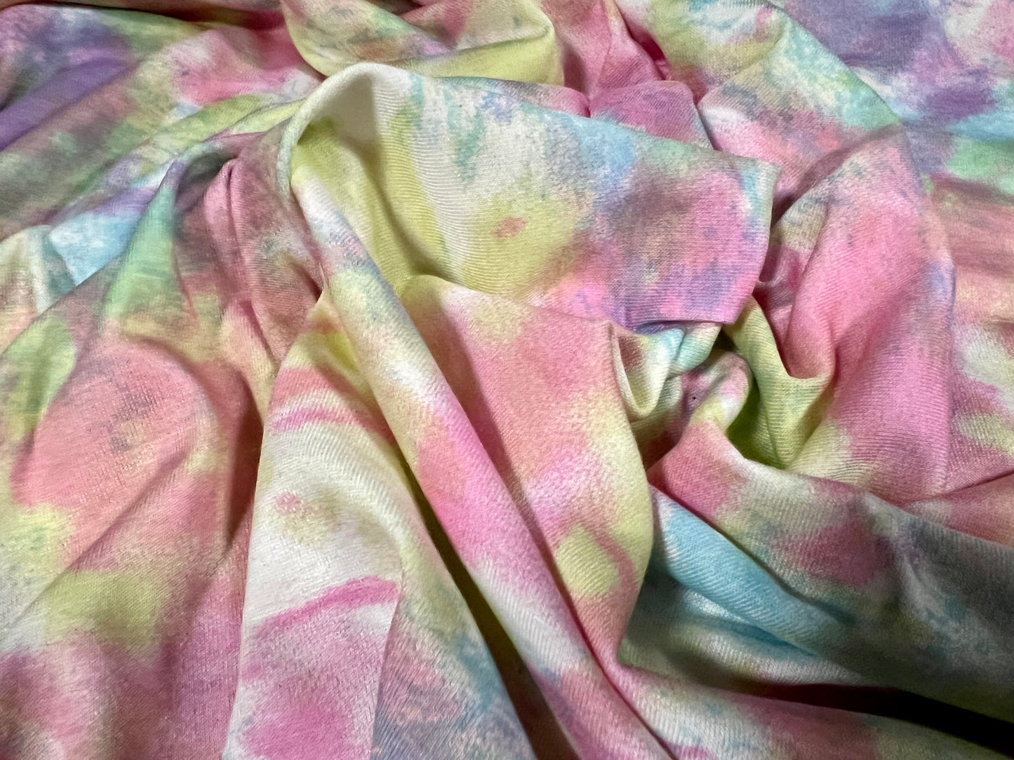 Viscose spandex stretch single jersey fabric, per metre - tie dye print - multicolour