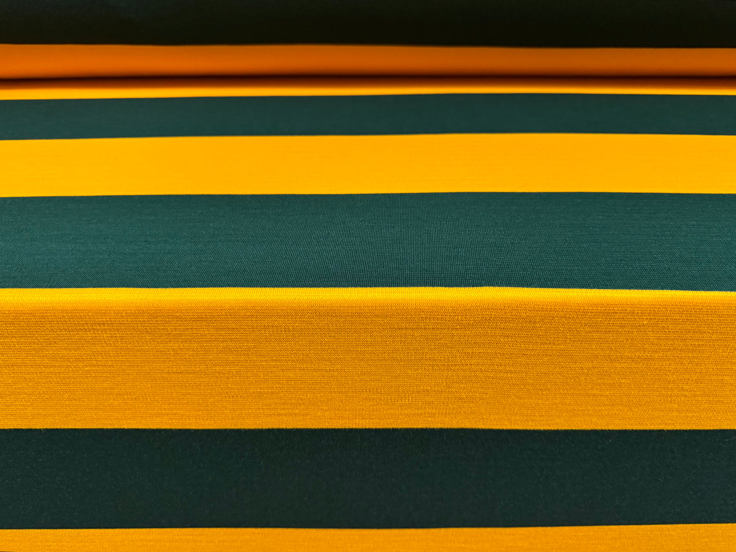 Knitwear jersey fabric, per metre - Rugby stripe - green & gold