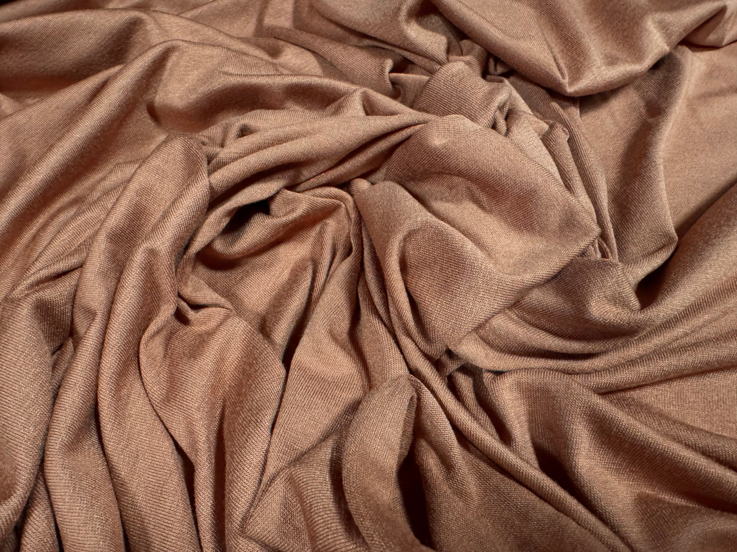 Viscose spandex stretch single jersey fabric, per metre - plain - Sienna brown