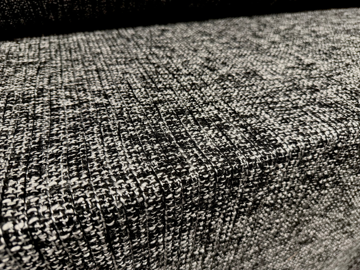 Heavyweight wool bouclé fabric, per metre - melange - black & white