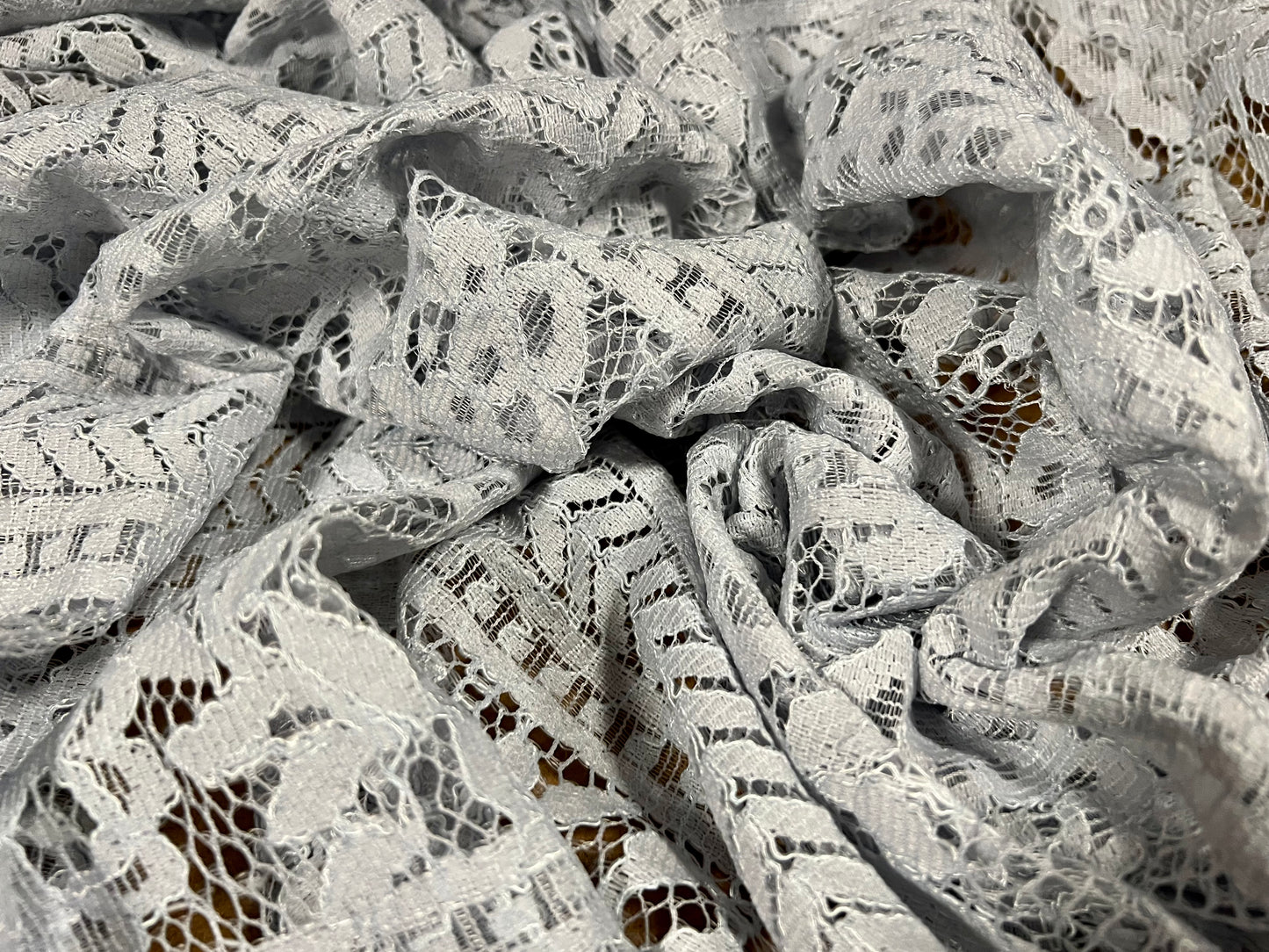 Corded stretch lace dress fabric, per metre - floral stripe - grey