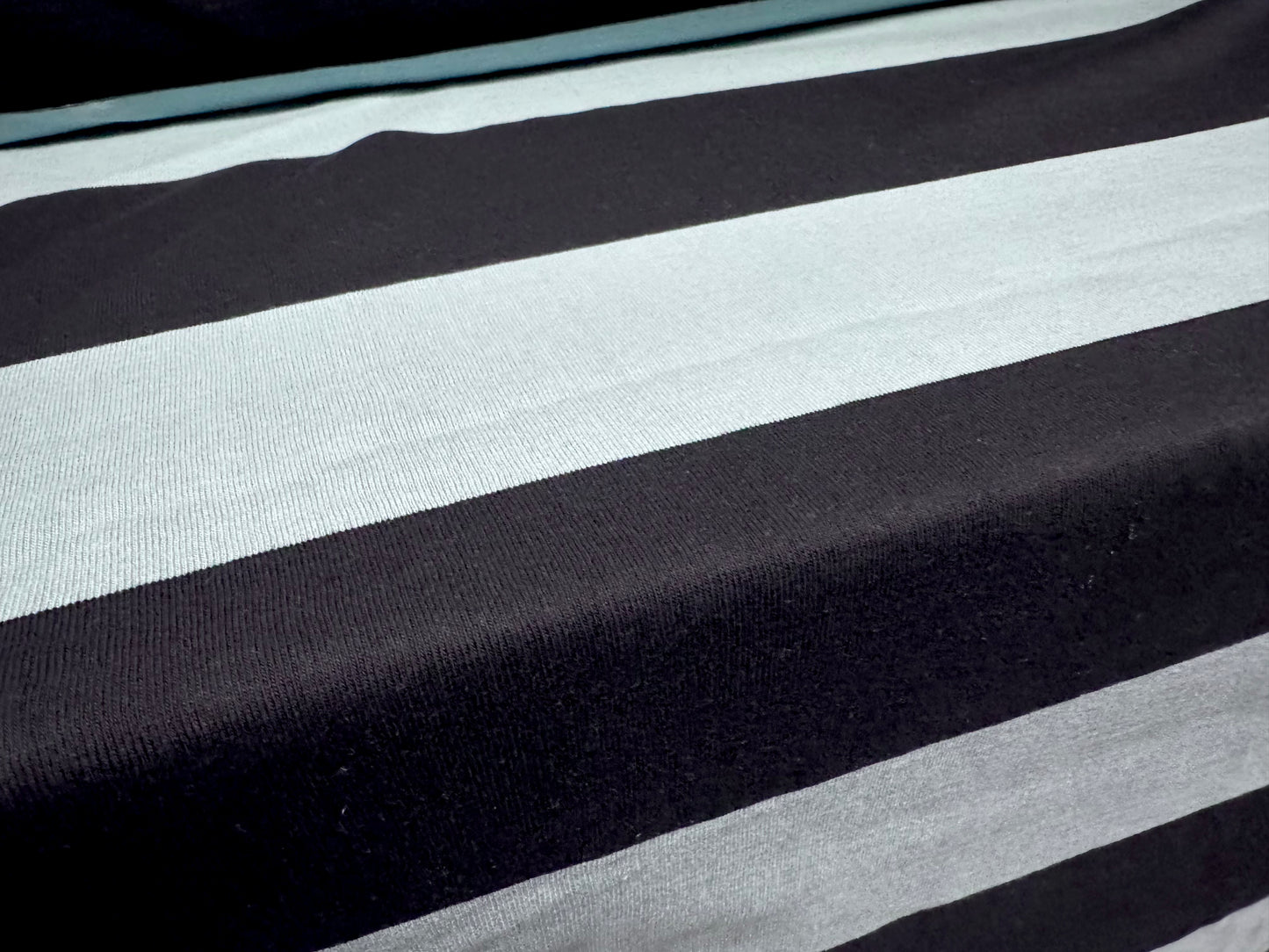 Cotton Knitwear rugby jersey fabric, per metre - stripe - navy & light blue