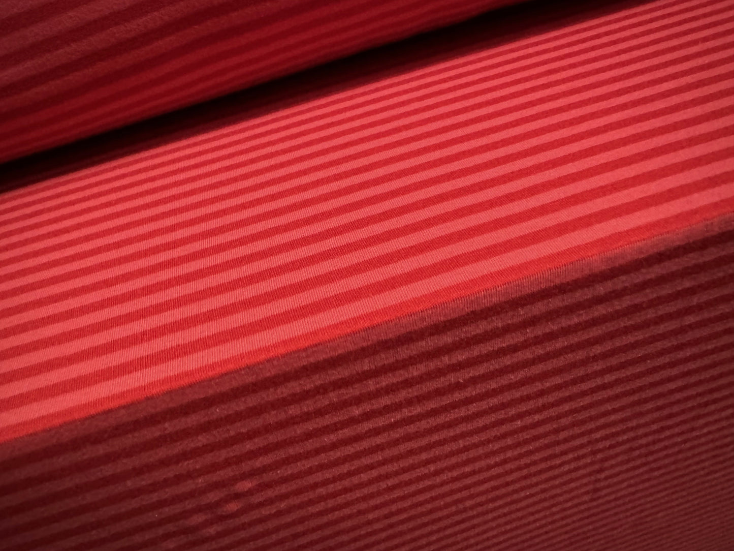 Viscose spandex stretch single jersey fabric, per metre - stripe - red & cerise