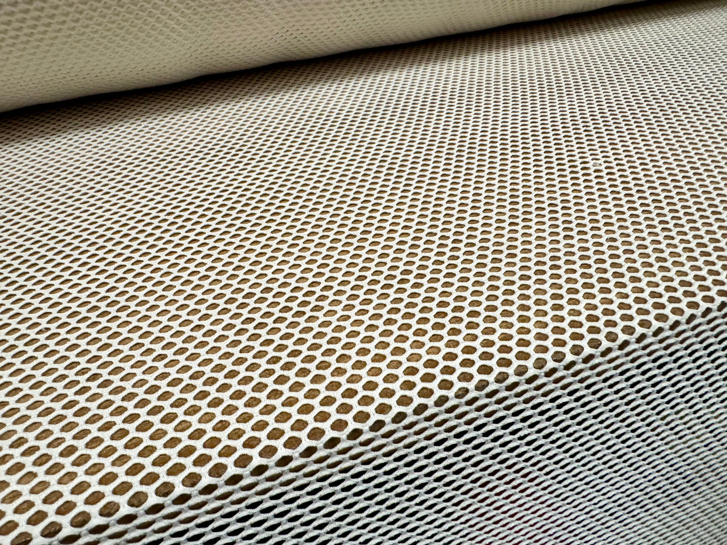 Fishnet stretch spandex mesh jersey fabric, per metre - plain - ivory