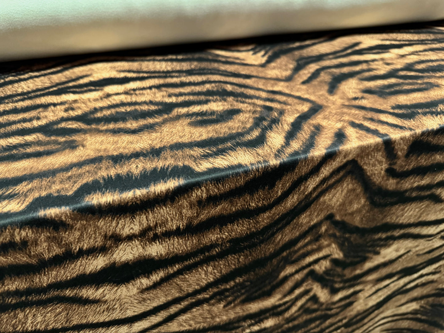 Scuba neoprene style double jersey stretch fabric, per metre - tiger jungle animal print