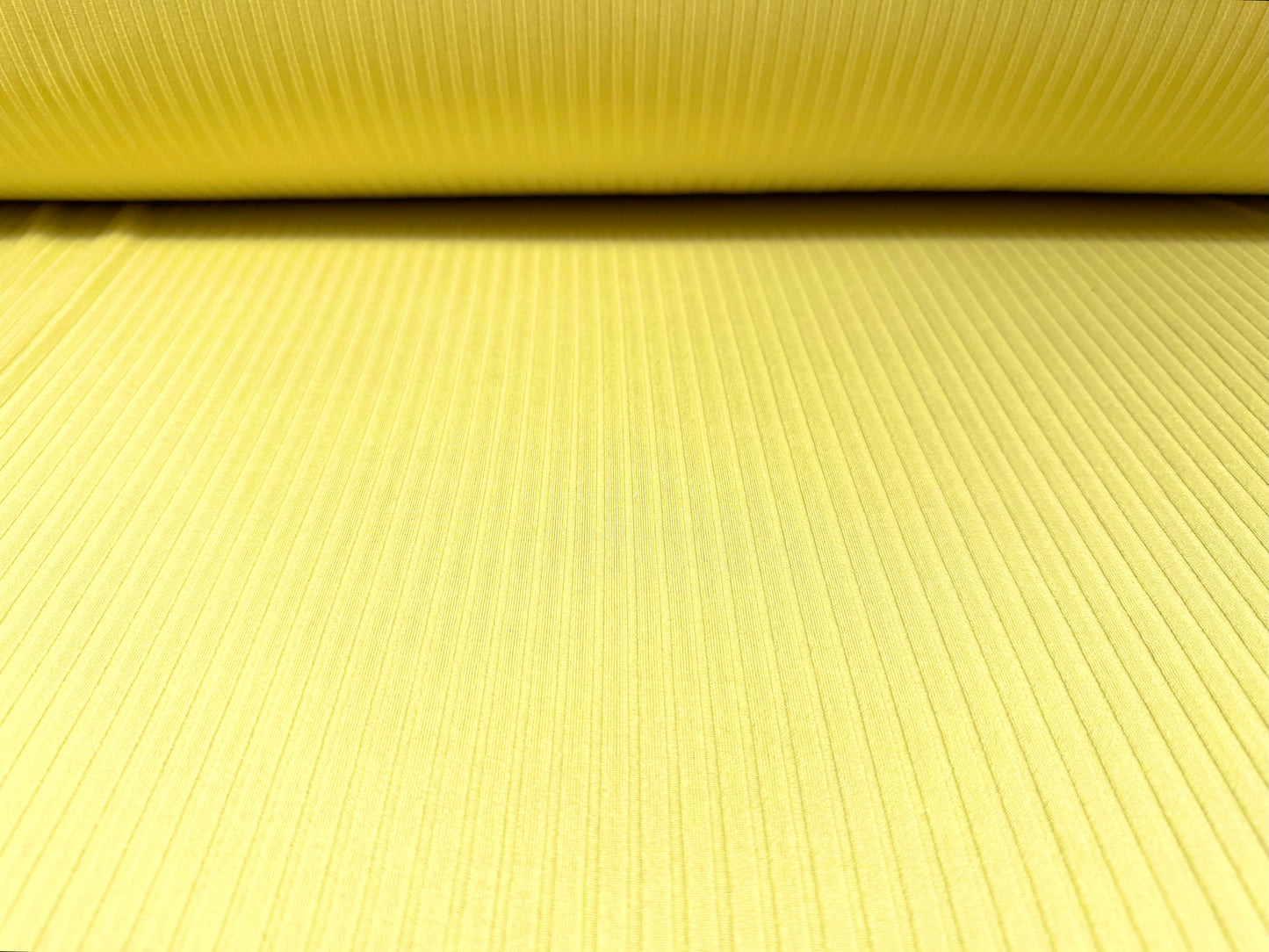 Stretch spandex rib jersey fabric, per metre - plain - lemon