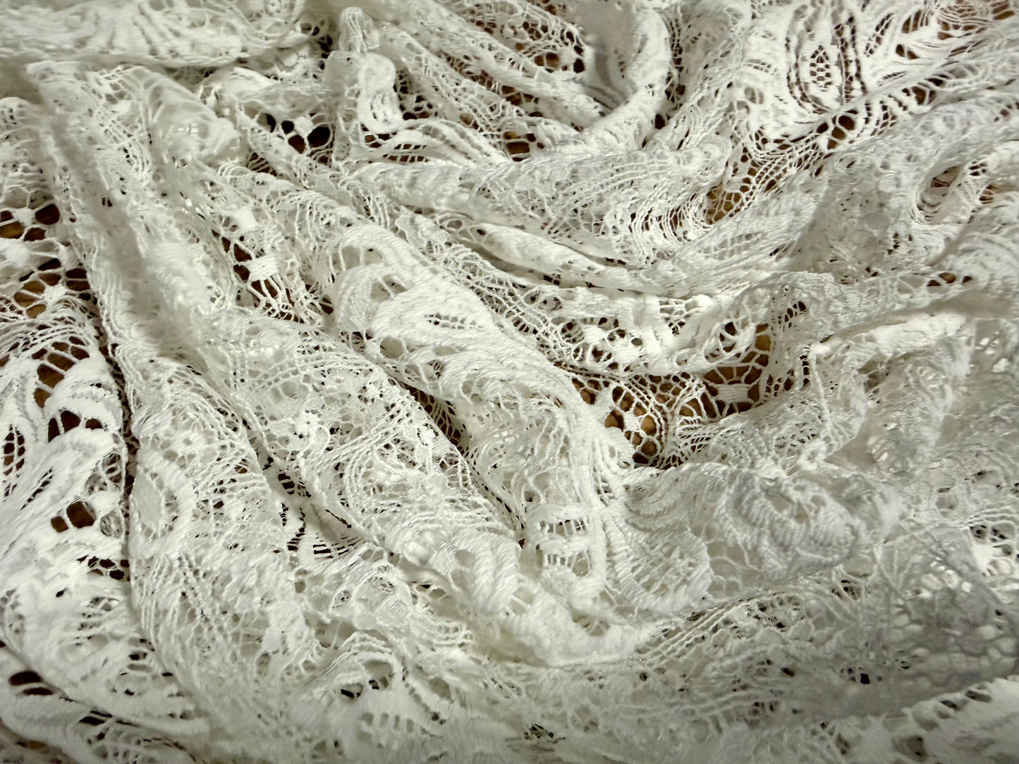 Intricate lace fabric, per metre - mandala floral design - ivory