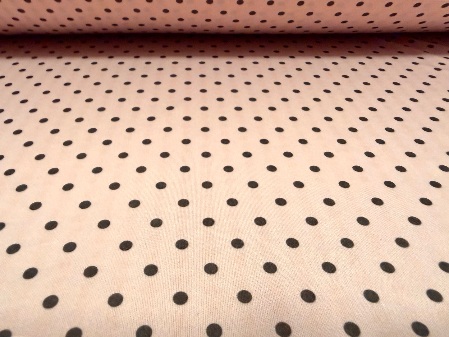 Single jersey fashion fabric, per metre - spot print - baby pink
