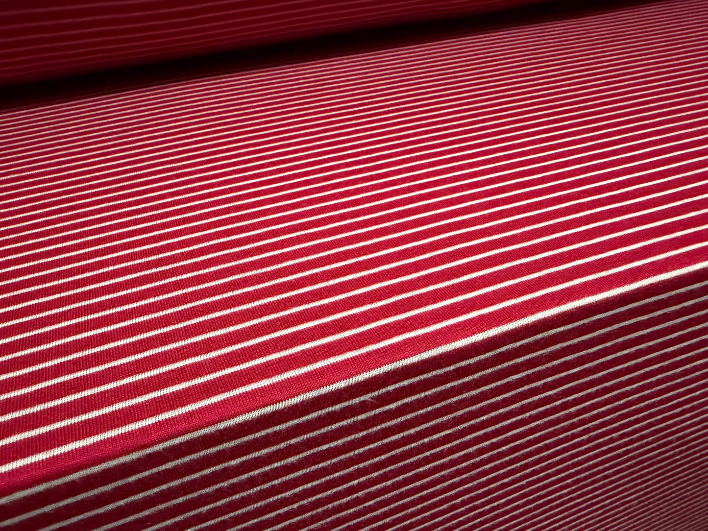 Viscose single jersey fashion fabric, per metre - stripe - raspberry