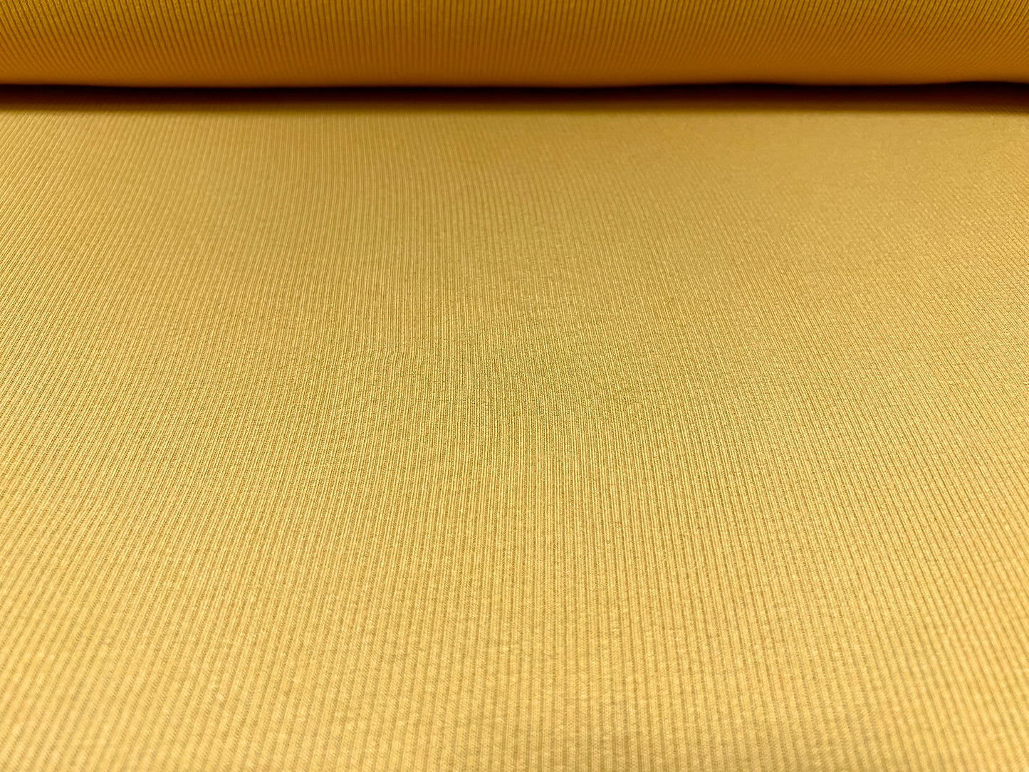 Soft stretch spandex ribbed jersey fabric, per metre - plain - mustard