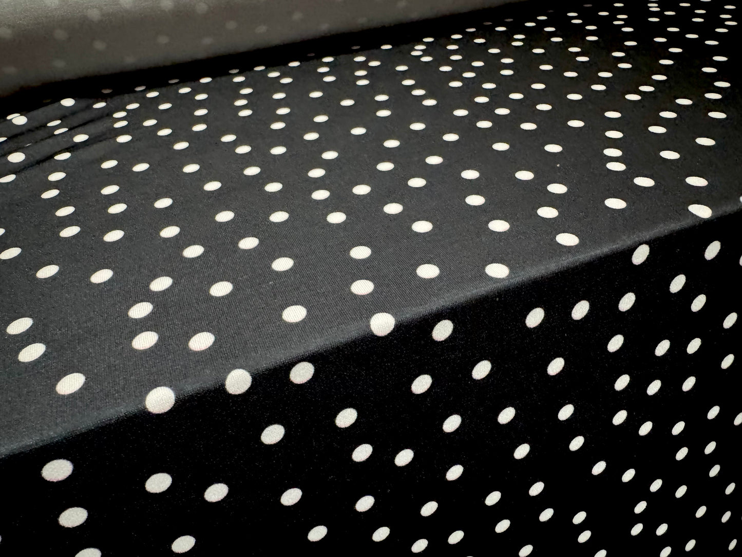 ITY stretch spandex single jersey fabric, per metre - spot print - black & white