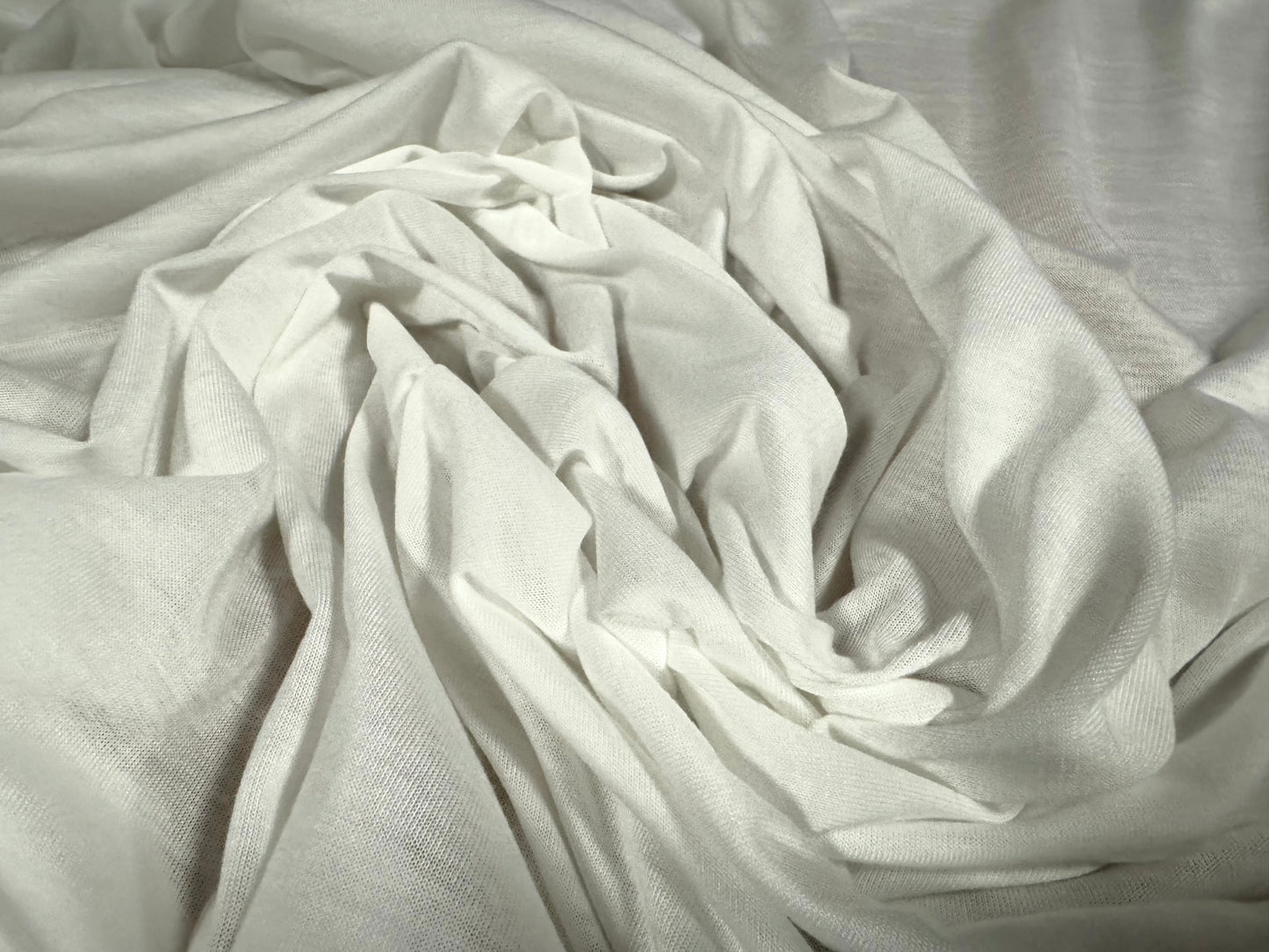 Soft handle single jersey fabric, per metre - plain - white
