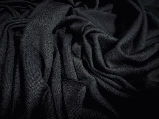 Stretch French Terry loopback jersey fabric, per metre - plain - black