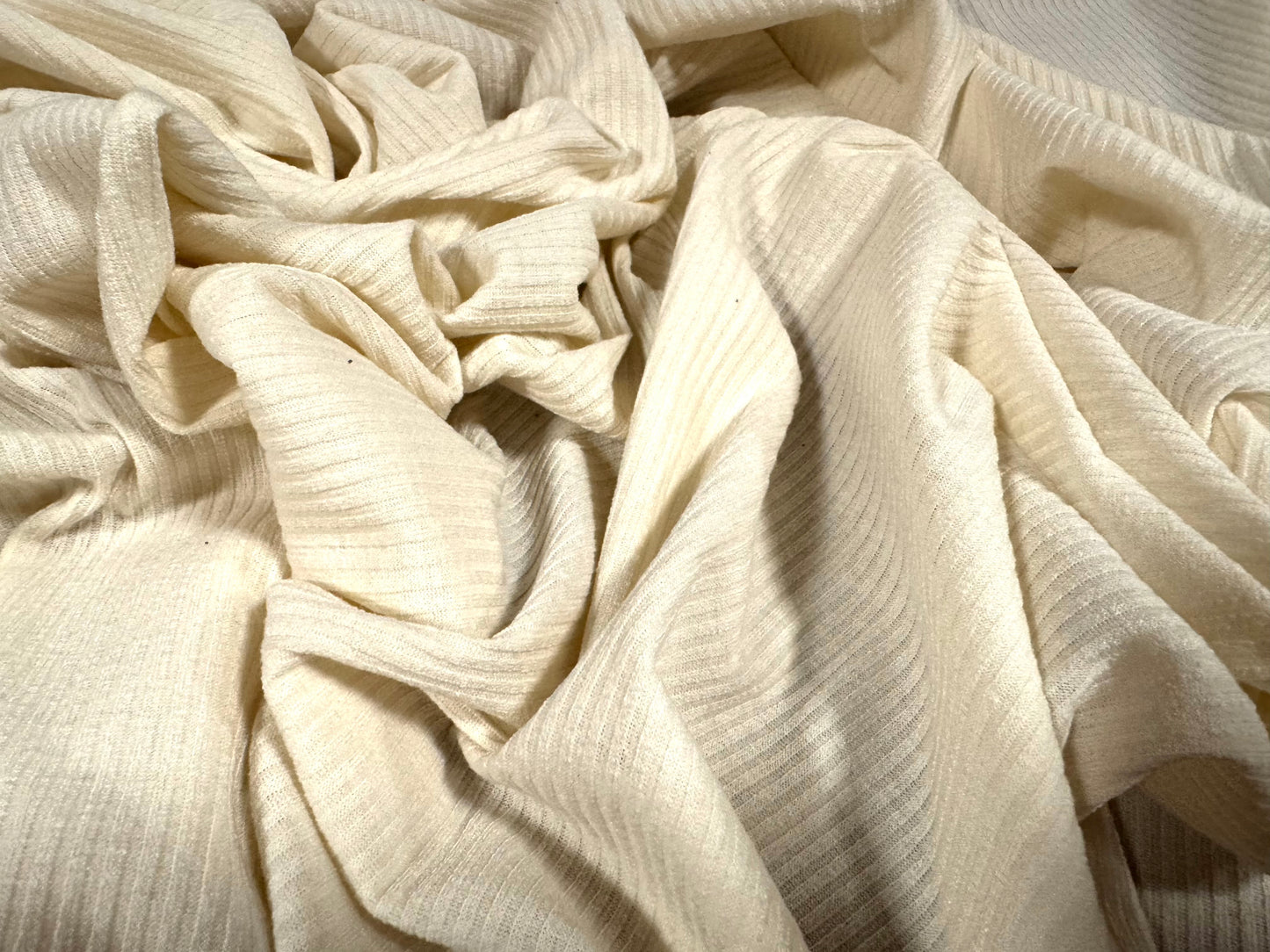 Stretch spandex rib jersey fabric, per metre - plain - cream