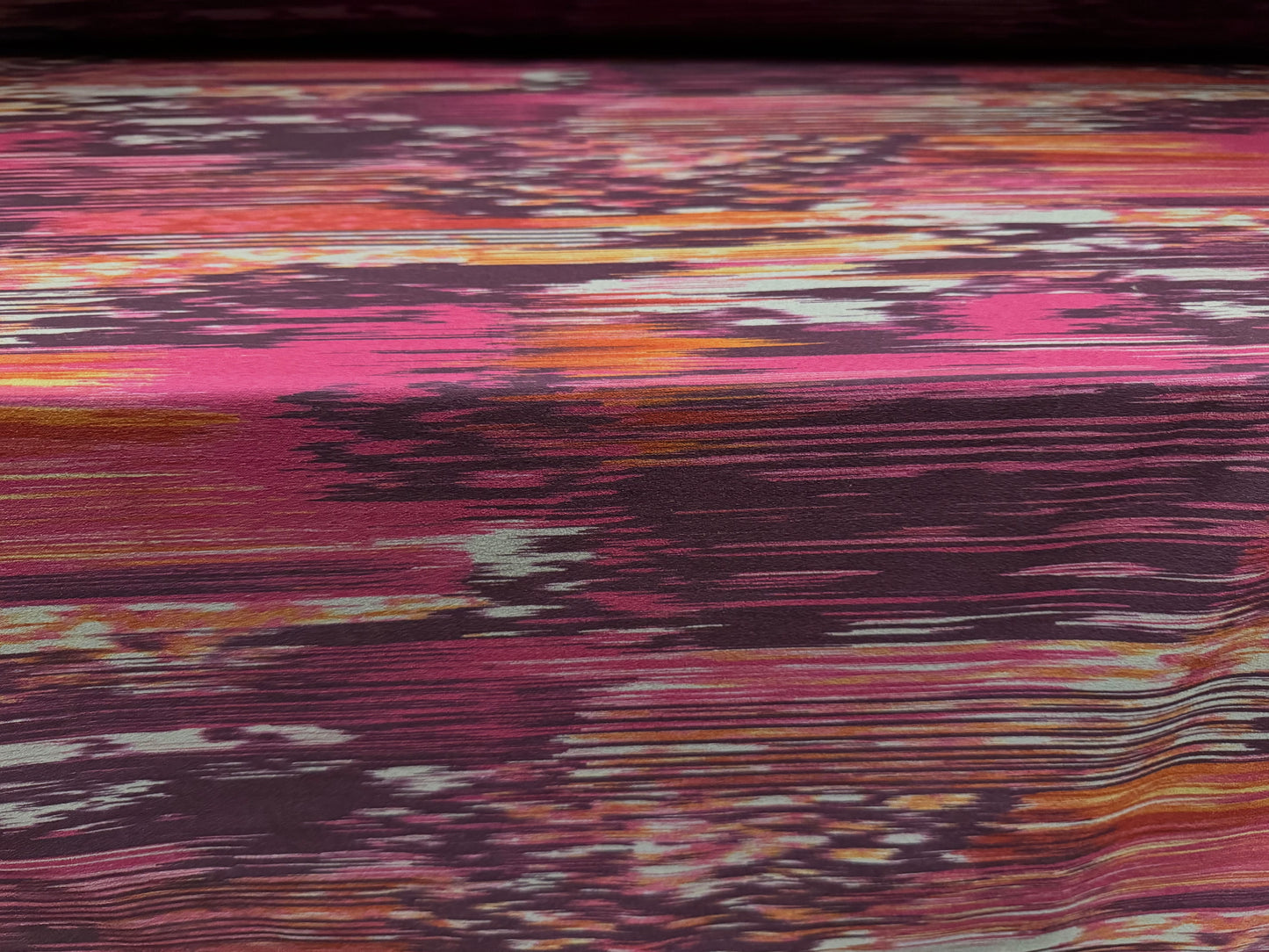 Scuba crepe stretch spandex double jersey fabric, per metre - abstract print - purple magenta & grey