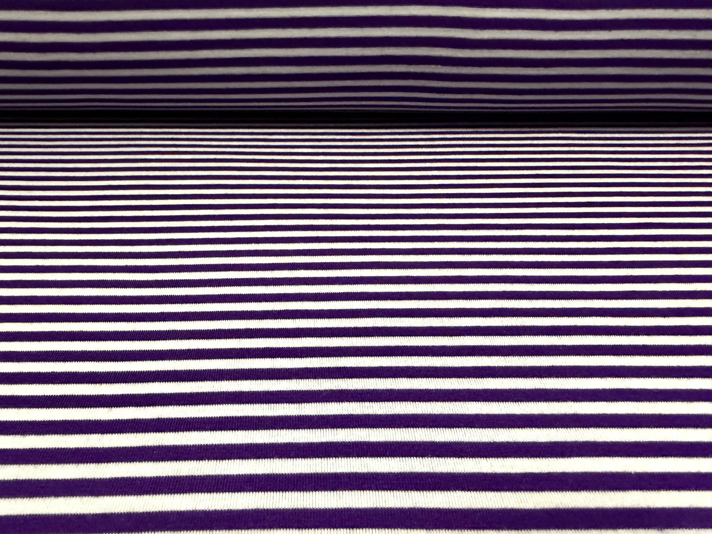 Viscose spandex stretch single jersey fabric, per metre - stripe - purple & white