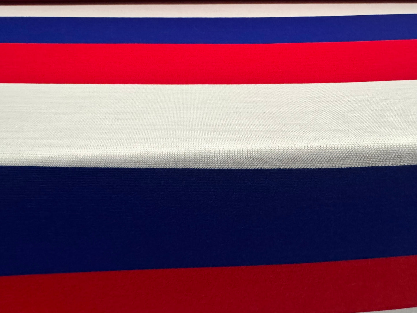 Knitwear jersey fabric, per metre - Rugby stripe - red white & blue