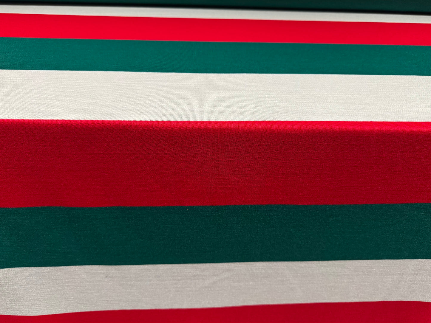 Knitwear jersey fabric, per metre - Rugby stripe - red white & green