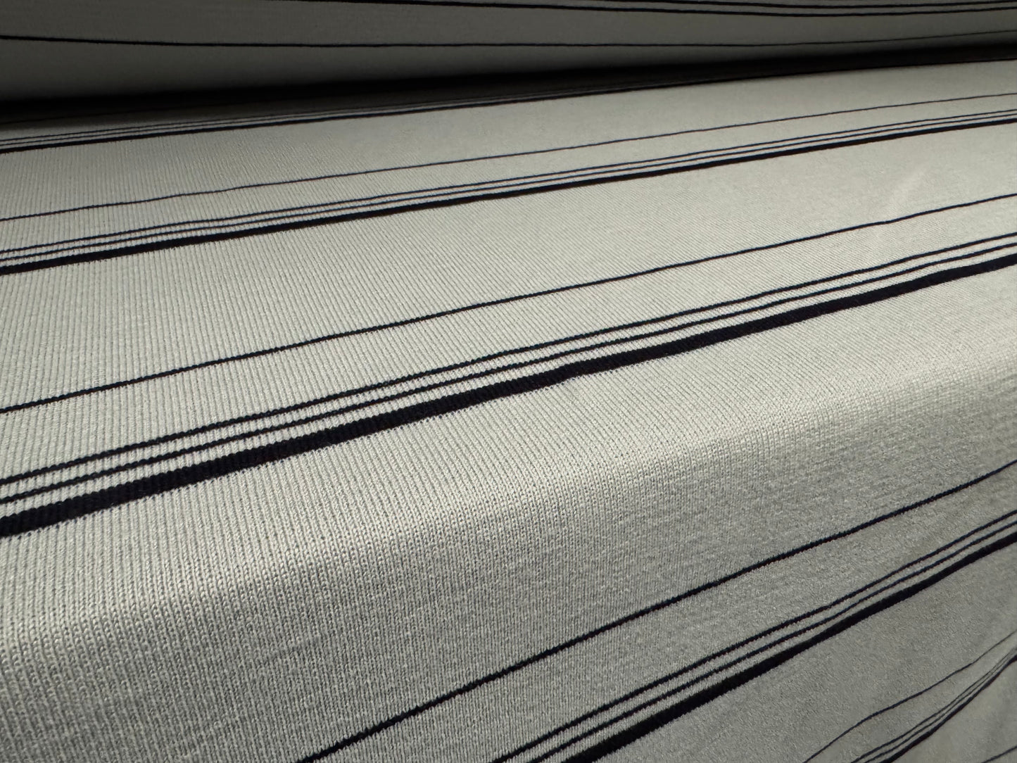Heavyweight ribbed fabric for collars and cuffs, per metre - stripes - gray & black