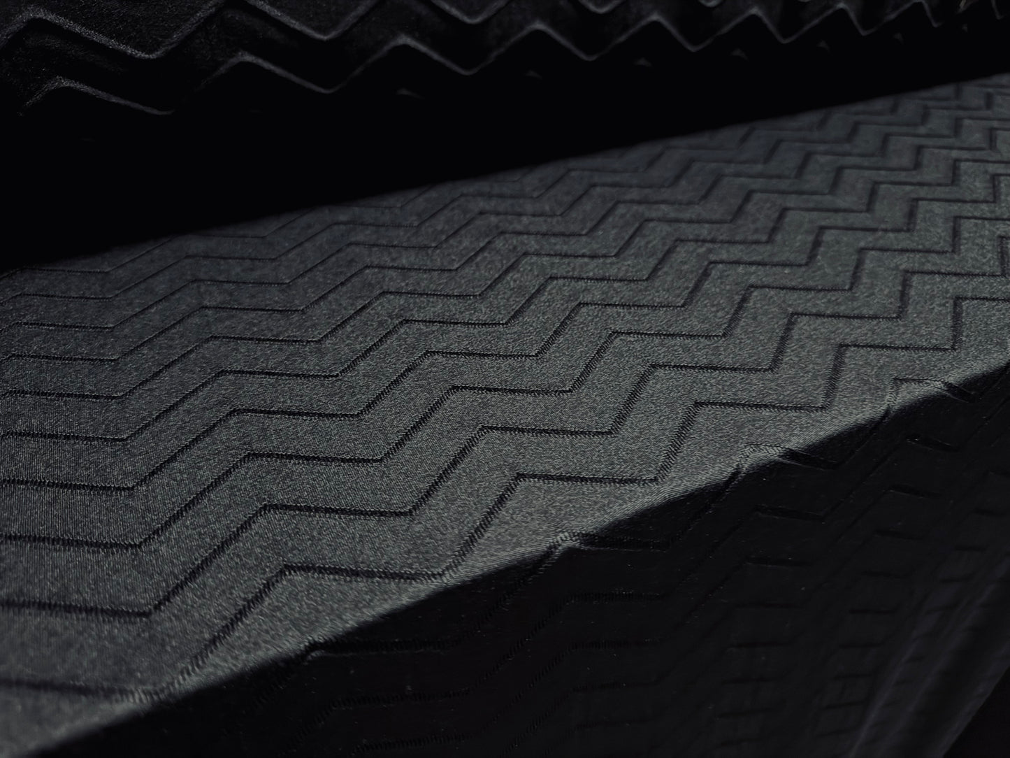 Stretch spandex jersey fabric, per metre - zigzag chevron jacquard - black