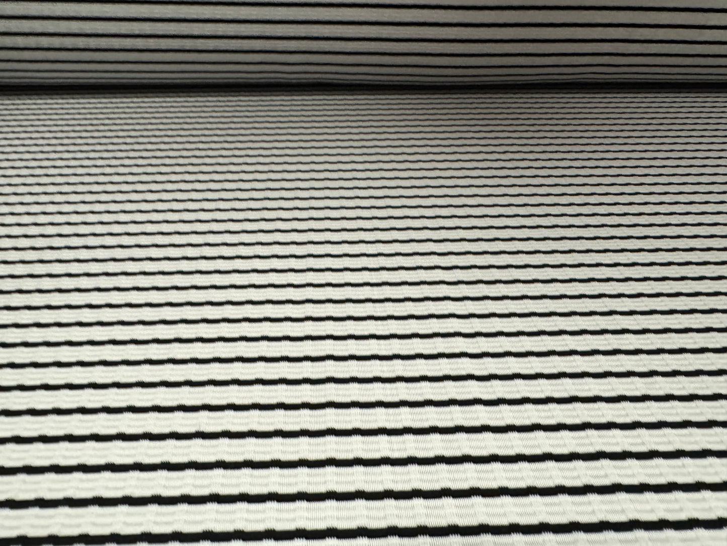Stretch Spandex rib double jersey fabric, per metre - stripe - white & black