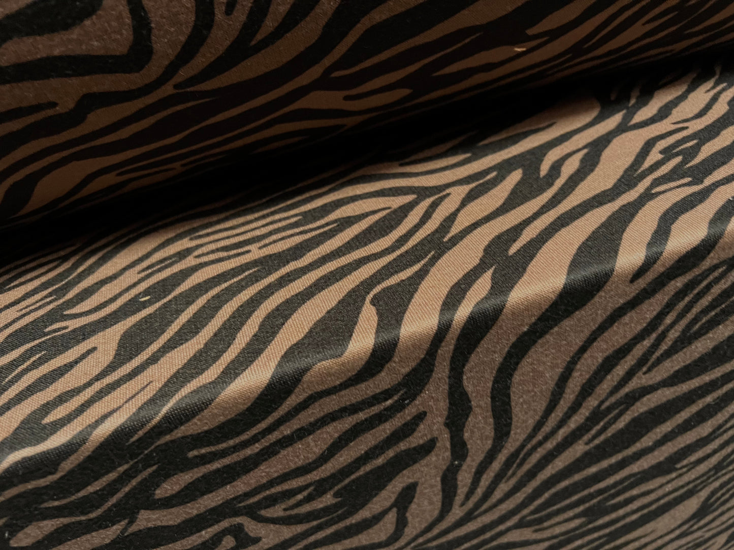 French Terry loopback sweatshirt jersey fabric, per metre - zebra print - brown & black
