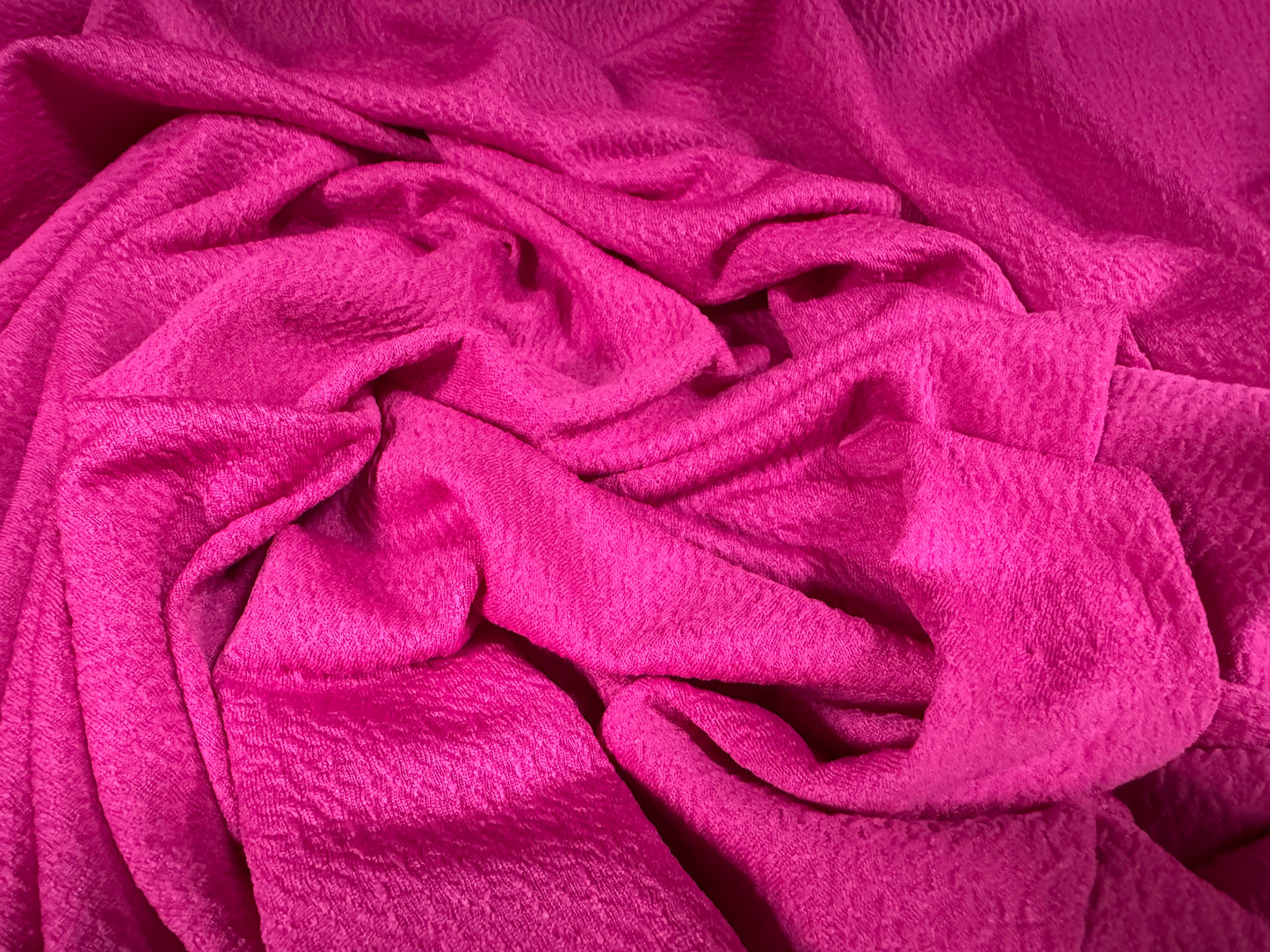 Orange Peel textured stretch spandex jersey fabric, per metre - plain - hot pink