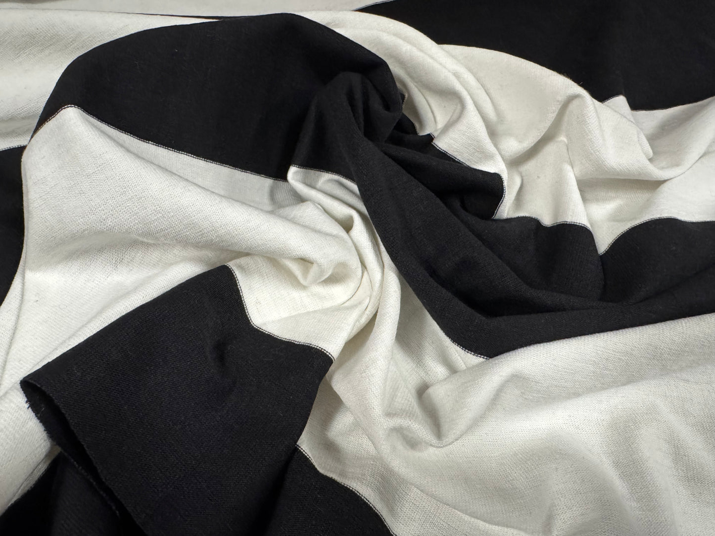 Cotton Knitwear rugby jersey fabric, per metre - stripe - black & white