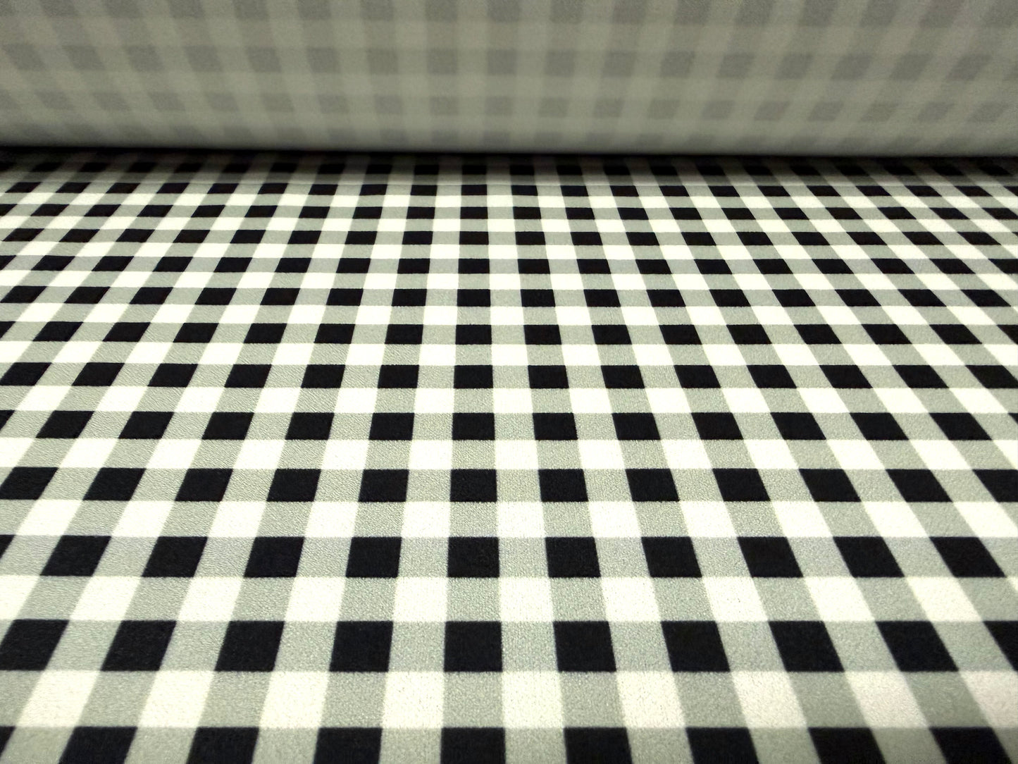 Scuba crepe stretch double jersey fabric, per metre - gingham print - sage black & white