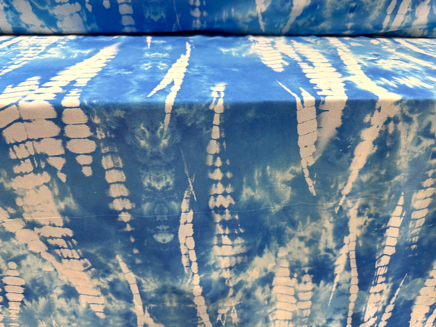 Matt swimwear stretch spandex jersey fabric, per metre - stylised crocodile print - sky blue