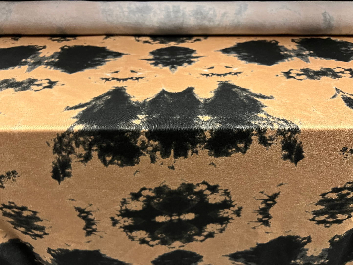 Viscose spandex stretch single jersey fabric, per metre - tie dye print - caramel