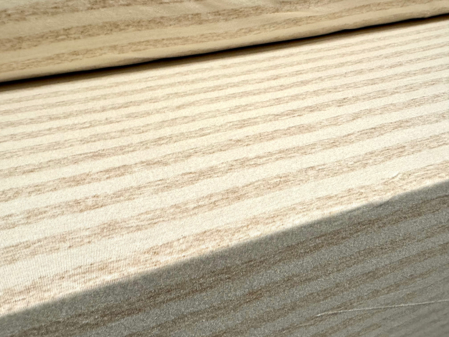 Viscose spandex stretch single jersey fabric, per metre - stripe - cream & oatmeal