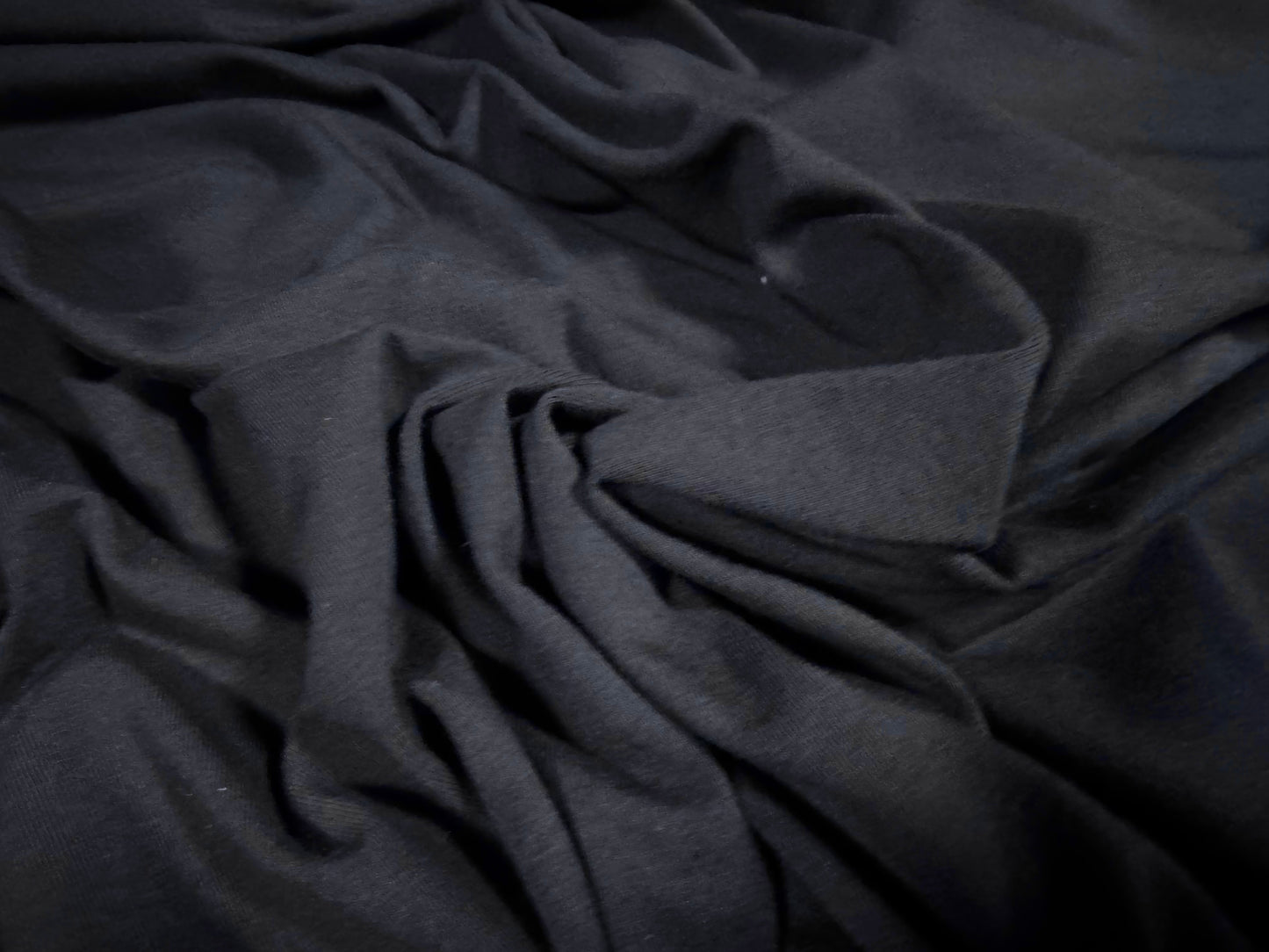 Cotton spandex stretch single jersey fabric, per metre - plain - dark navy blue