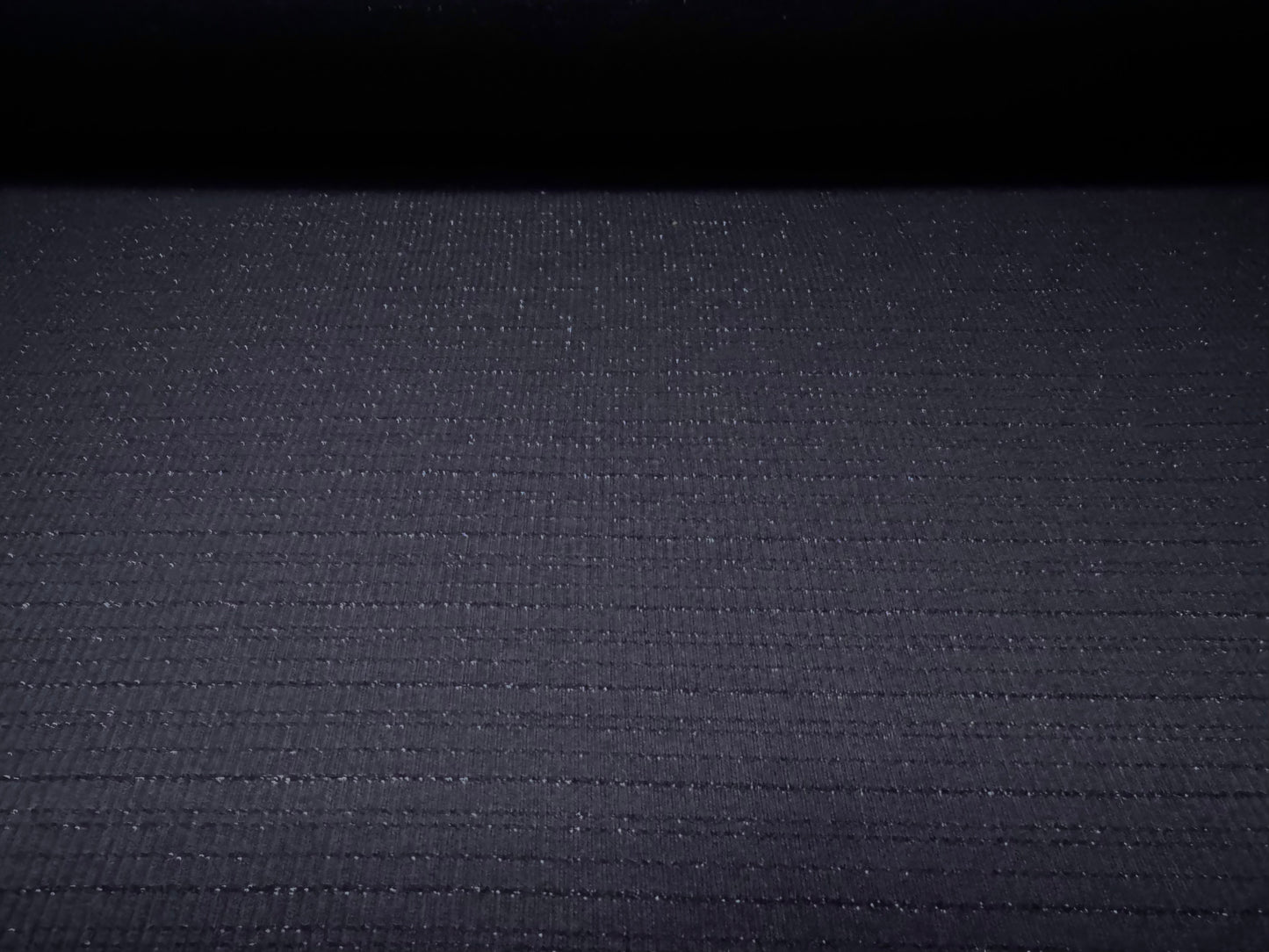Metallic finely ribbed stretch jersey fabric, per metre - lurex sparkle - navy blue & silver
