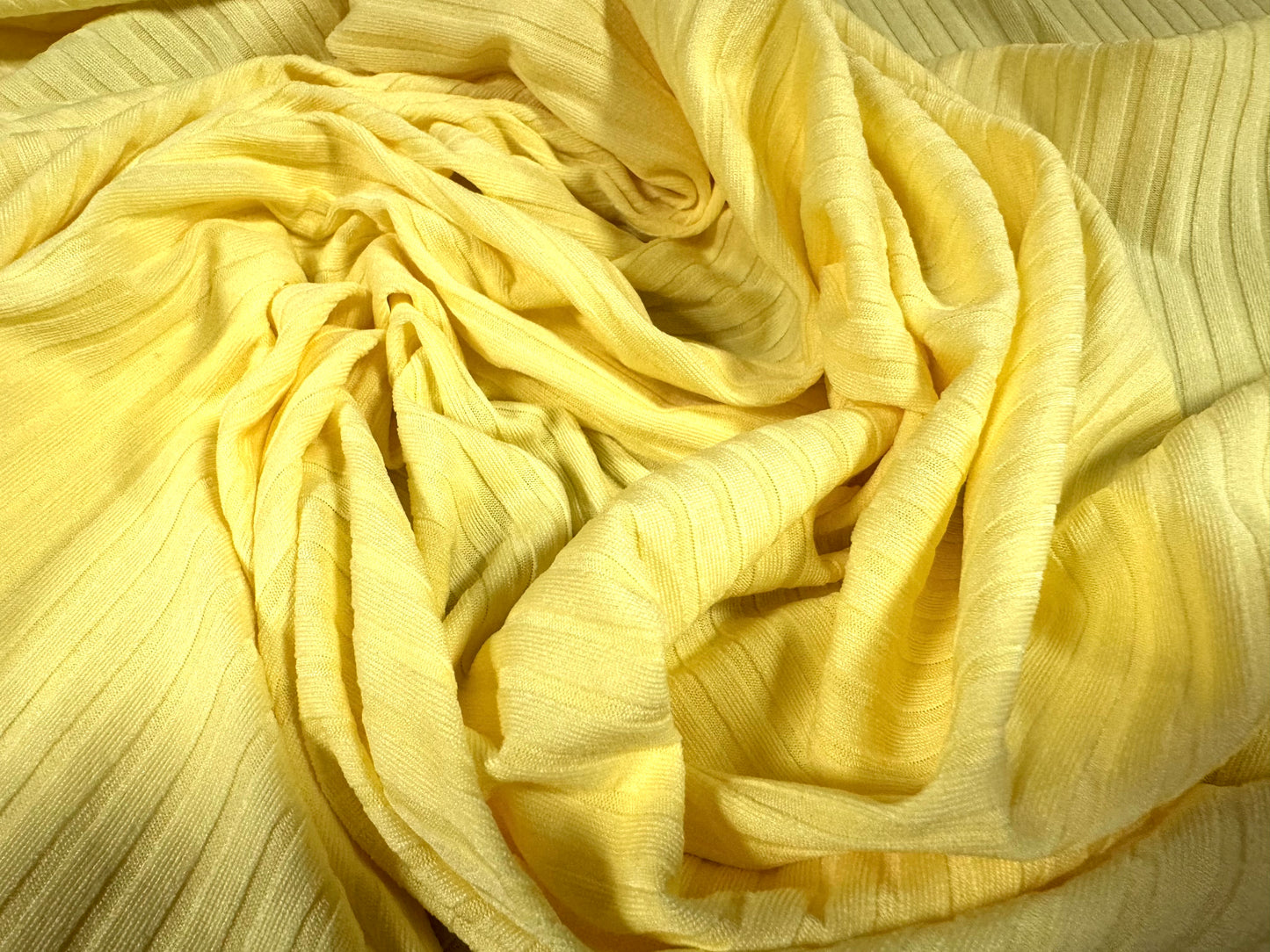 Stretch spandex rib jersey fabric, per metre - plain - lemon