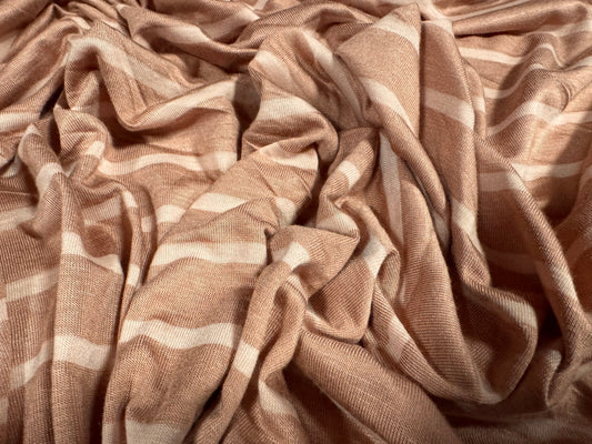 Viscose spandex stretch single jersey fabric, per metre - stripe - shades of nude
