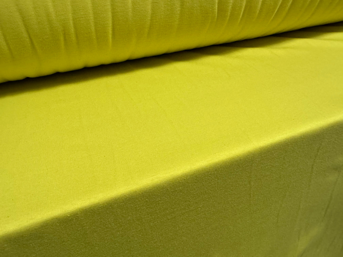 Cotton spandex stretch single jersey fabric, per metre - plain - chartreuse yellow