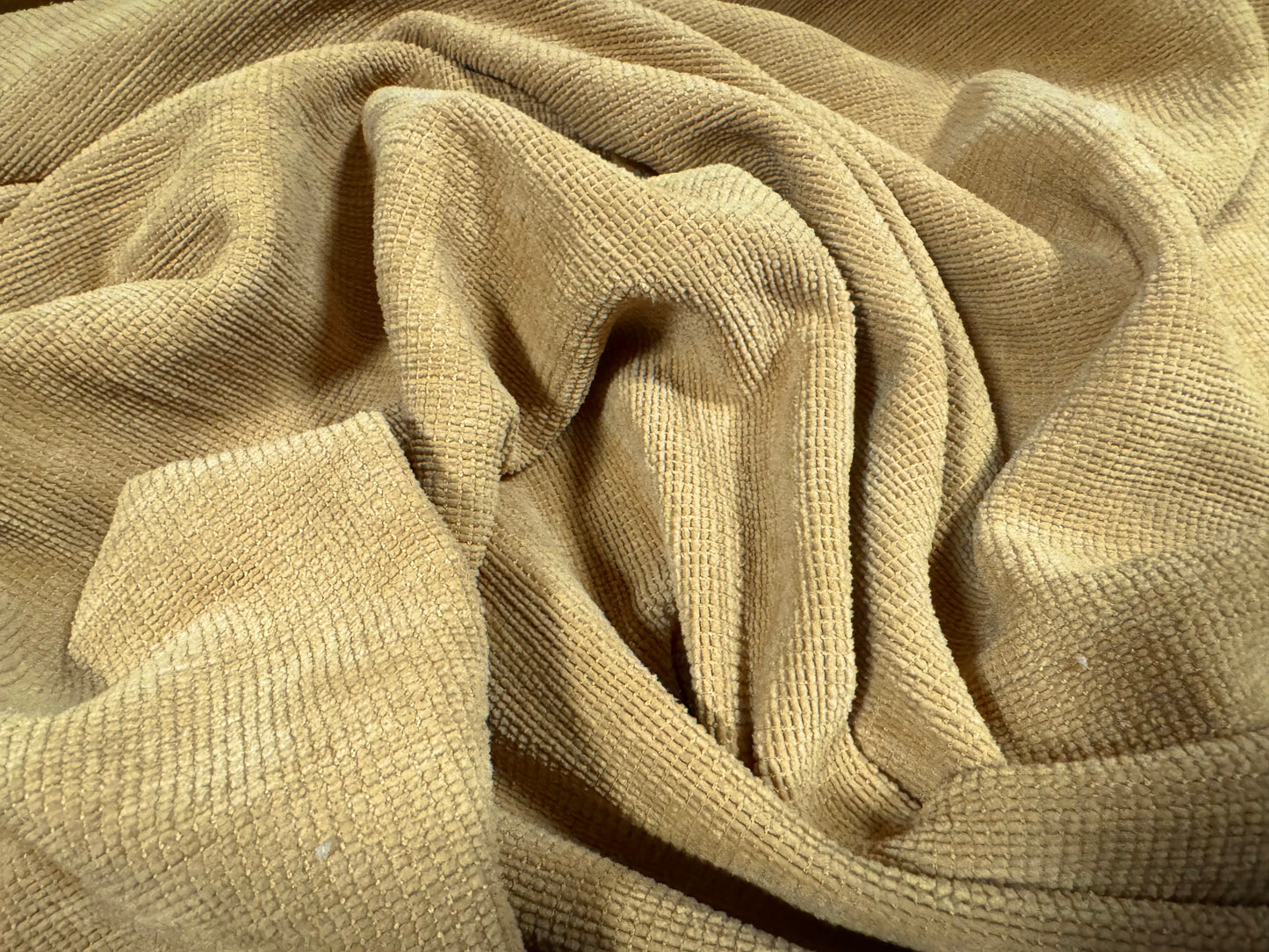 Soft chenille upholstery fabric, per metre - plain - old gold