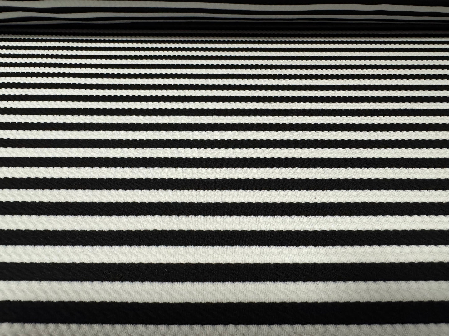 Stretch spandex double jersey knit fabric, per metre - stripe - black & white