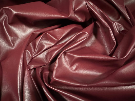 P.U. coated faux leather jersey fabric, per metre - plain - oxblood
