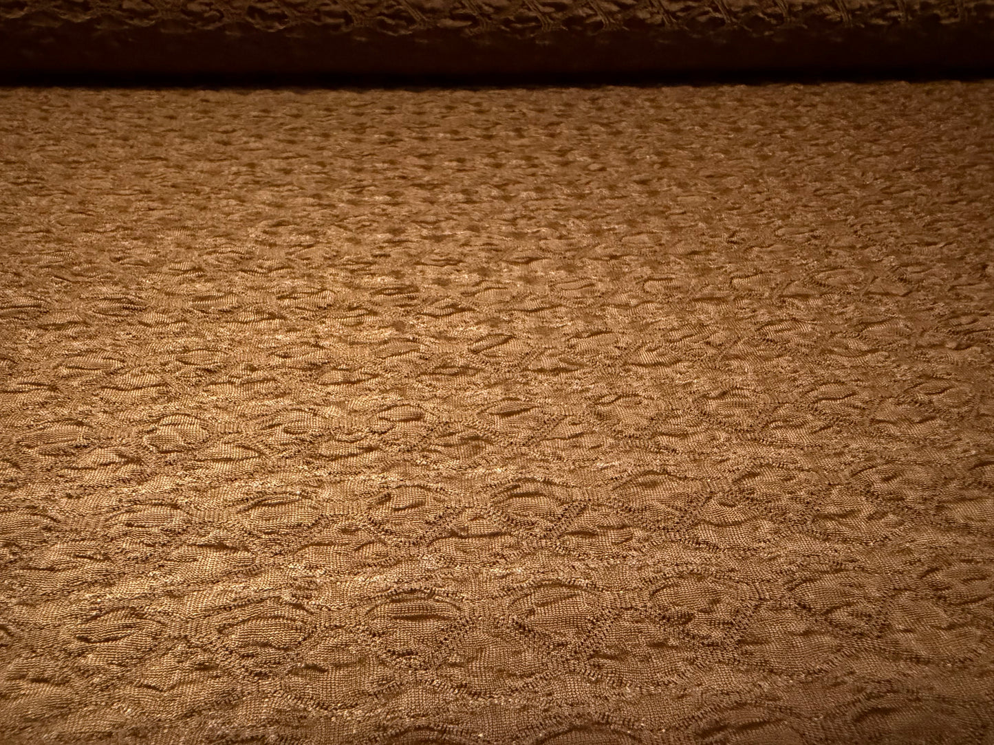 Blister jacquard stretch woven fabric, per metre - solid - hazelnut brown