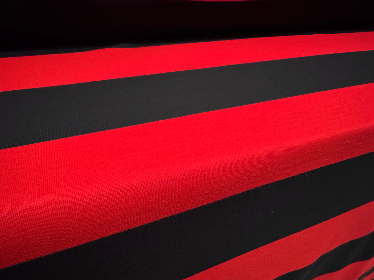 Knitwear jersey fabric, per metre - Rugby stripe - red & black