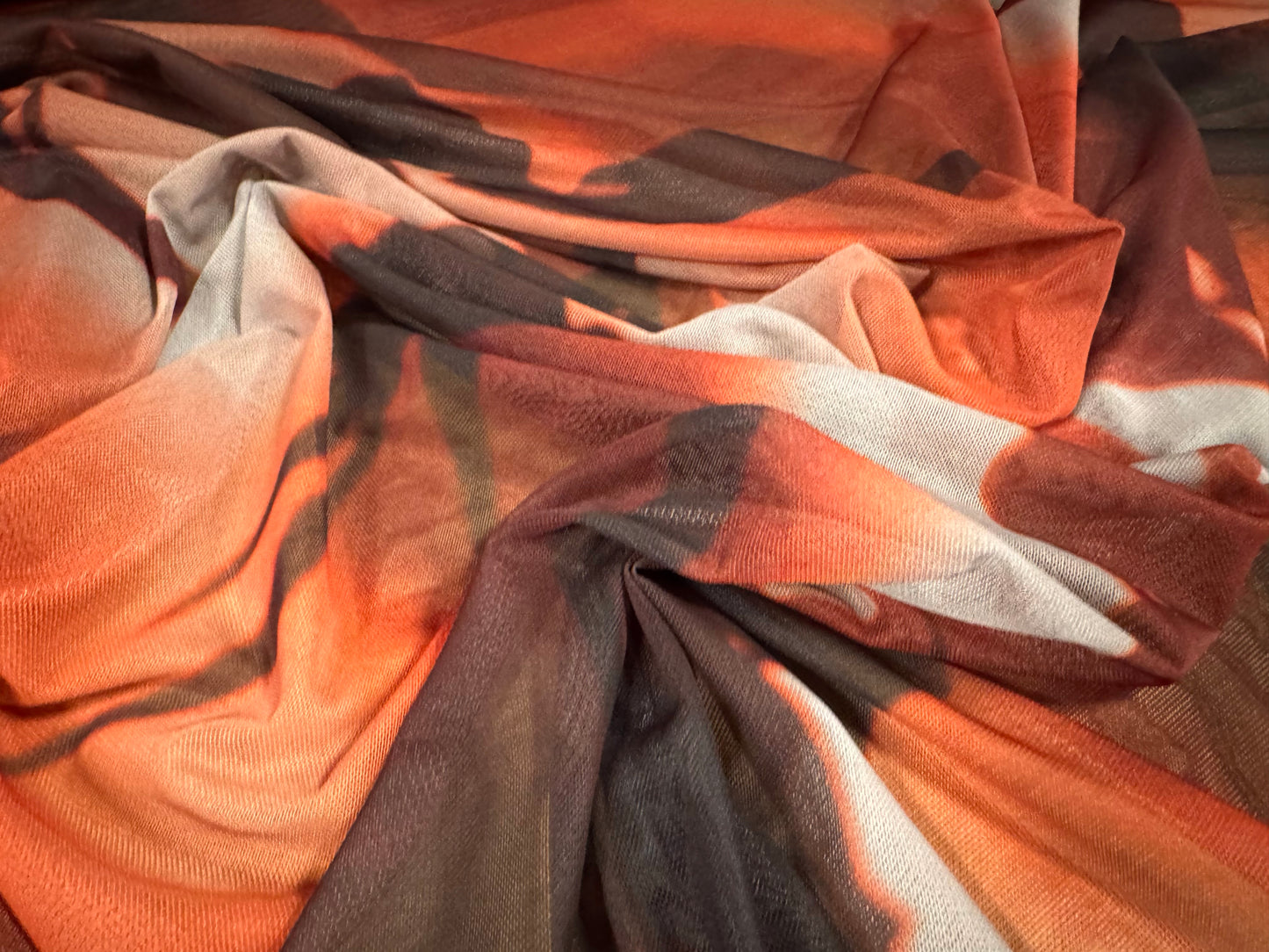 Power mesh net stretch spandex fabric, per metre - sunset silhouette