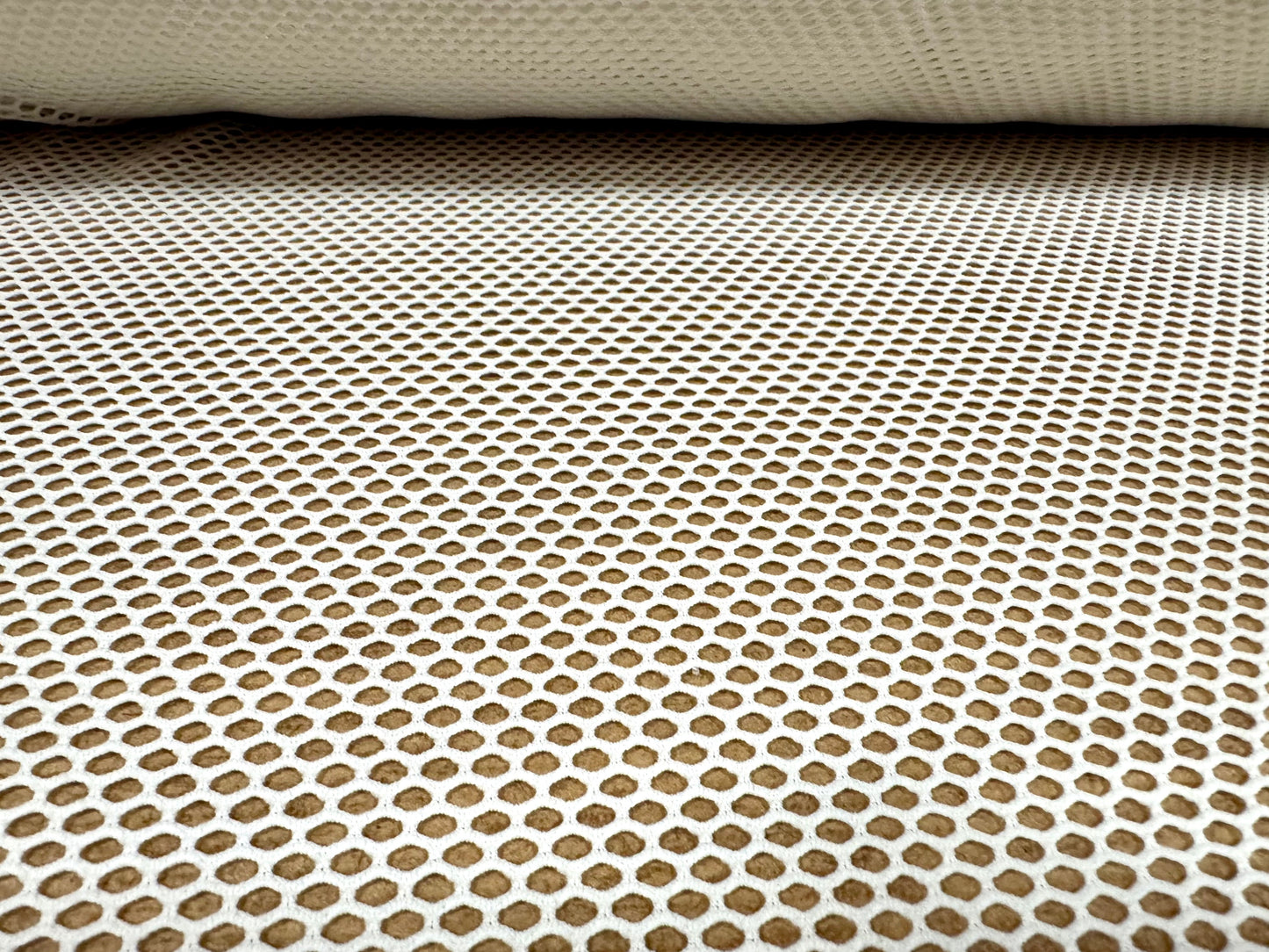 Fishnet stretch spandex mesh jersey fabric, per metre - plain - ivory