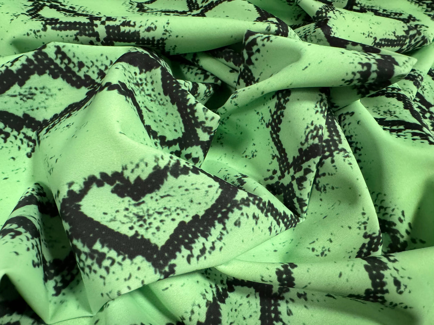 Matt swimwear stretch spandex jersey fabric, per metre - snakeskin print - mint green